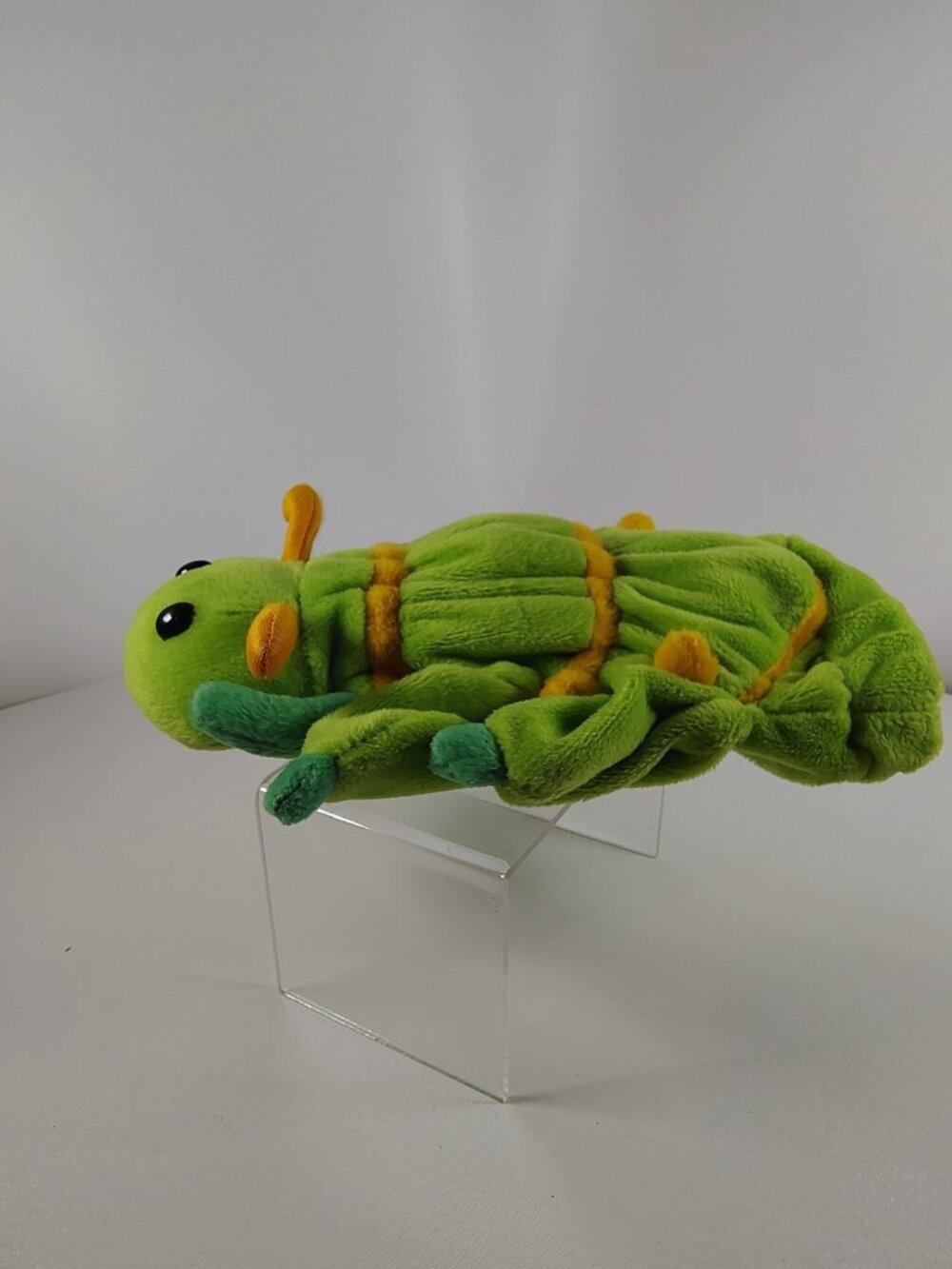 Caltoy Caterpillar Bug Green Yellow Hand Puppet Plush Toy Pretend Play 9.5"